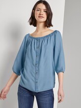Schulterfreie Carmen-Bluse mit Knöpfen - Frauen - light stone bright blue denim Schulterfreie Carmen-Bluse mit Knöpfen - Frauen - light stone bright blue denim - 5 - TOM TAILOR Denim