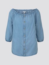 Schulterfreie Carmen-Bluse mit Knöpfen - Frauen - light stone bright blue denim Schulterfreie Carmen-Bluse mit Knöpfen - Frauen - light stone bright blue denim - 7 - TOM TAILOR Denim