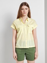 Striped blouse shirt in a boxy fit - Women - yellow white vertical stripe Striped blouse shirt in a boxy fit - Women - yellow white vertical stripe - 1 - TOM TAILOR Denim