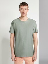 Basic T-Shirt mit Streifenstruktur - Männer - Dusty Leave Green Basic T-Shirt mit Streifenstruktur - Männer - Dusty Leave Green - 1 - TOM TAILOR Denim