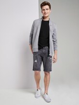 Basic T-Shirt mit Streifenstruktur - Männer - Black Basic T-Shirt mit Streifenstruktur - Männer - Black - 3 - TOM TAILOR Denim