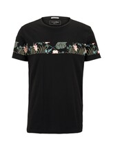 TOM TAILOR DENIM Herren T-Shirt mit horizontalem Streifenprint, schwarz, Gr.XL