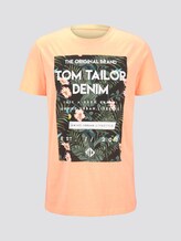 T-Shirt mit tropischem Brustprint - Männer - papaya neon orange T-Shirt mit tropischem Brustprint - Männer - papaya neon orange - 7 - TOM TAILOR Denim