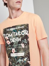 T-Shirt mit tropischem Brustprint - Männer - papaya neon orange T-Shirt mit tropischem Brustprint - Männer - papaya neon orange - 9 - TOM TAILOR Denim