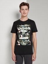 T-Shirt mit tropischem Brustprint - Männer - Black T-Shirt mit tropischem Brustprint - Männer - Black - 1 - TOM TAILOR Denim