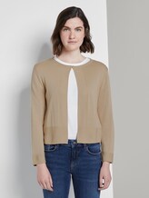 Short cardigan with 3/4 sleeves - Women - cream toffee Short cardigan with 3/4 sleeves - Women - cream toffee - 1 - TOM TAILOR
