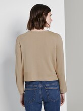 Short cardigan with 3/4 sleeves - Women - cream toffee Short cardigan with 3/4 sleeves - Women - cream toffee - 2 - TOM TAILOR