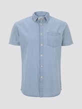 Short-sleeved denim shirt - Men - Bleached Blue Denim Short-sleeved denim shirt - Men - Bleached Blue Denim - 7 - TOM TAILOR Denim
