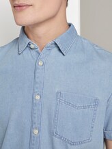 Short-sleeved denim shirt - Men - Bleached Blue Denim Short-sleeved denim shirt - Men - Bleached Blue Denim - 9 - TOM TAILOR Denim