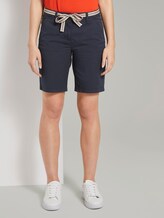 Relaxed Chino Bermuda Shorts mit Stoffgürtel - Frauen - Sky Captain Blue Relaxed Chino Bermuda Shorts mit Stoffgürtel - Frauen - Sky Captain Blue - 1 - TOM TAILOR