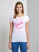 Basic T-Shirt mit Print - Frauen - White Basic T-Shirt mit Print - Frauen - White - 1 - TOM TAILOR Denim