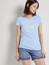 Basic T-Shirt mit Print - Frauen - fresh light blue Basic T-Shirt mit Print - Frauen - fresh light blue - 5 - TOM TAILOR Denim