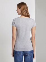 Basic T-Shirt mit Stickerei - Frauen - Light Silver Grey Mélange Basic T-Shirt mit Stickerei - Frauen - Light Silver Grey Mélange - 2 - TOM TAILOR Denim