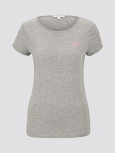 Basic T-Shirt mit Stickerei - Frauen - Light Silver Grey Mélange Basic T-Shirt mit Stickerei - Frauen - Light Silver Grey Mélange - 7 - TOM TAILOR Denim