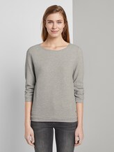 Basic Sweatshirt mit hochgekrämpelten Ärmeln - Frauen - Light Silver Grey Mélange Basic Sweatshirt mit hochgekrämpelten Ärmeln - Frauen - Light Silver Grey Mélange - 1 - TOM TAILOR Denim