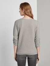 Basic Sweatshirt mit hochgekrämpelten Ärmeln - Frauen - Light Silver Grey Mélange Basic Sweatshirt mit hochgekrämpelten Ärmeln - Frauen - Light Silver Grey Mélange - 2 - TOM TAILOR Denim