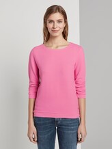 Basic Sweatshirt mit hochgekrämpelten Ärmeln - Frauen - wild orchid pink Basic Sweatshirt mit hochgekrämpelten Ärmeln - Frauen - wild orchid pink - 1 - TOM TAILOR Denim