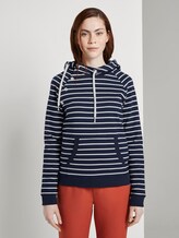 Gestreifter Hoodie mit asymmetrischer Knopfleiste - Frauen - navy off white stripe Gestreifter Hoodie mit asymmetrischer Knopfleiste - Frauen - navy off white stripe - 1 - TOM TAILOR Denim