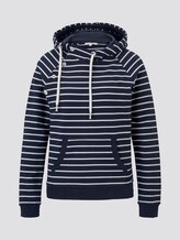 Gestreifter Hoodie mit asymmetrischer Knopfleiste - Frauen - navy off white stripe Gestreifter Hoodie mit asymmetrischer Knopfleiste - Frauen - navy off white stripe - 7 - TOM TAILOR Denim