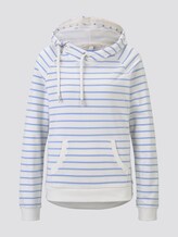 Gestreifter Hoodie mit asymmetrischer Knopfleiste - Frauen - off white light blue stripe Gestreifter Hoodie mit asymmetrischer Knopfleiste - Frauen - off white light blue stripe - 7 - TOM TAILOR Denim