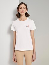 Basic T-Shirt mit kleinem Print - Frauen - wonder white Basic T-Shirt mit kleinem Print - Frauen - wonder white - 1 - TOM TAILOR