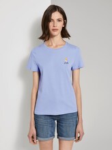 Basic T-Shirt mit kleinem Print - Frauen - Parisienne Blue Basic T-Shirt mit kleinem Print - Frauen - Parisienne Blue - 1 - TOM TAILOR