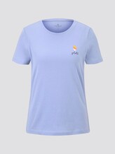 Basic T-Shirt mit kleinem Print - Frauen - Parisienne Blue Basic T-Shirt mit kleinem Print - Frauen - Parisienne Blue - 7 - TOM TAILOR