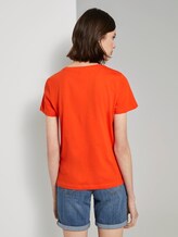 Basic T-Shirt mit kleinem Print - Frauen - strong flame orange Basic T-Shirt mit kleinem Print - Frauen - strong flame orange - 2 - TOM TAILOR