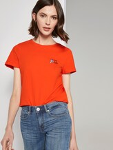 Basic T-Shirt mit kleinem Print - Frauen - strong flame orange Basic T-Shirt mit kleinem Print - Frauen - strong flame orange - 5 - TOM TAILOR