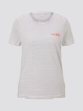 Basic T-Shirt mit kleinem Print - Frauen - offwhite thin stripes Basic T-Shirt mit kleinem Print - Frauen - offwhite thin stripes - 7 - TOM TAILOR