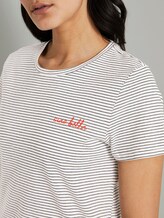 Basic T-Shirt mit kleinem Print - Frauen - offwhite thin stripes Basic T-Shirt mit kleinem Print - Frauen - offwhite thin stripes - 9 - TOM TAILOR