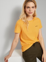 Basic T-shirt with a small print - Women - yellow thin stripes Basic T-shirt with a small print - Women - yellow thin stripes - 5 - TOM TAILOR