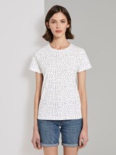 Basic T-Shirt mit kleinem Print - Frauen - offwhite black dot print Basic T-Shirt mit kleinem Print - Frauen - offwhite black dot print - 1 - TOM TAILOR
