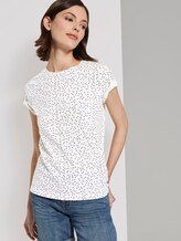 Basic T-Shirt mit kleinem Print - Frauen - offwhite black dot print Basic T-Shirt mit kleinem Print - Frauen - offwhite black dot print - 5 - TOM TAILOR