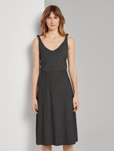 Gestreiftes Midi-Trägerkleid mit Knotendetail - Frauen - black thin stripes Gestreiftes Midi-Trägerkleid mit Knotendetail - Frauen - black thin stripes - 1 - TOM TAILOR
