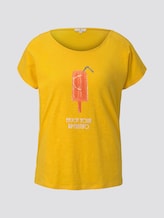 Fein strukturiertes T-Shirt mit Print - Frauen - deep golden yellow Fein strukturiertes T-Shirt mit Print - Frauen - deep golden yellow - 7 - TOM TAILOR