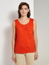 Crincle-Top mit Knopfverschluss - Frauen - strong flame orange Crincle-Top mit Knopfverschluss - Frauen - strong flame orange - 1 - TOM TAILOR