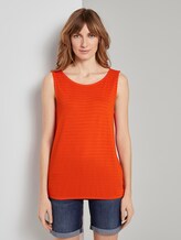 Textured top with an elastic waistband - Women - strong flame orange Textured top with an elastic waistband - Women - strong flame orange - 1 - TOM TAILOR