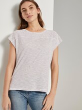 Striped T-shirt with short slits - Women - offwhite thin stripes Striped T-shirt with short slits - Women - offwhite thin stripes - 5 - TOM TAILOR