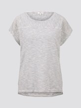 Striped T-shirt with short slits - Women - offwhite thin stripes Striped T-shirt with short slits - Women - offwhite thin stripes - 7 - TOM TAILOR