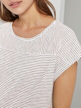 Striped T-shirt with short slits - Women - offwhite thin stripes Striped T-shirt with short slits - Women - offwhite thin stripes - 9 - TOM TAILOR