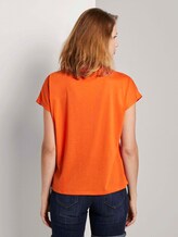 T-Shirt mit Knotendetail im Material-Mix - Frauen - strong flame orange T-Shirt mit Knotendetail im Material-Mix - Frauen - strong flame orange - 2 - TOM TAILOR