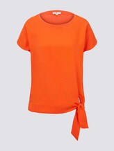 T-Shirt mit Knotendetail im Material-Mix - Frauen - strong flame orange T-Shirt mit Knotendetail im Material-Mix - Frauen - strong flame orange - 7 - TOM TAILOR