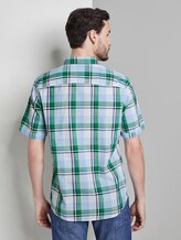 Kariertes Kurzarmhemd mit Brusttasche - Männer - green blue fil a fil check Kariertes Kurzarmhemd mit Brusttasche - Männer - green blue fil a fil check - 2 - TOM TAILOR