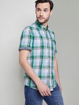 Kariertes Kurzarmhemd mit Brusttasche - Männer - green blue fil a fil check Kariertes Kurzarmhemd mit Brusttasche - Männer - green blue fil a fil check - 5 - TOM TAILOR