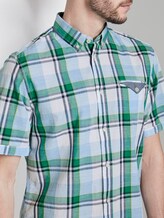 Kariertes Kurzarmhemd mit Brusttasche - Männer - green blue fil a fil check Kariertes Kurzarmhemd mit Brusttasche - Männer - green blue fil a fil check - 9 - TOM TAILOR
