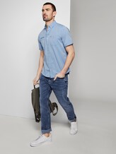 Gemustertes Kurzarmhemd mit Brusttaschen - Männer - blue white with dobby twill Gemustertes Kurzarmhemd mit Brusttaschen - Männer - blue white with dobby twill - 3 - TOM TAILOR