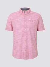 Short-sleeved shirt with a textured pattern and chest pocket - Men - pink white structure Short-sleeved shirt with a textured pattern and chest pocket - Men - pink white structure - 7 - TOM TAILOR