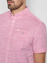 Short-sleeved shirt with a textured pattern and chest pocket - Men - pink white structure Short-sleeved shirt with a textured pattern and chest pocket - Men - pink white structure - 9 - TOM TAILOR