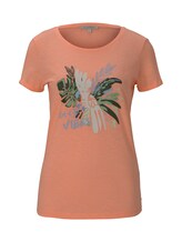TOM TAILOR DENIM Damen T-Shirt mit Brustprint, orange, Gr.M